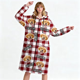 Custom Christmas Plaid Pet & Family Photo Hoodie – Personalized Name & Face Gift